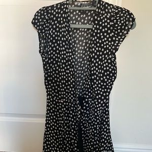 Reformation Black White Flower Wrap Dress
